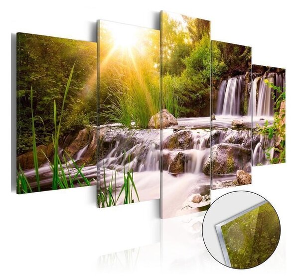 Quadri su vetro acrilico Forest Waterfall [Glass]