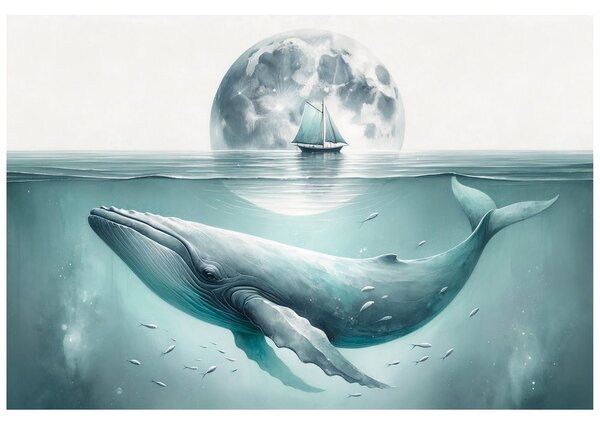 Carta da parati – Balena al chiaro di luna