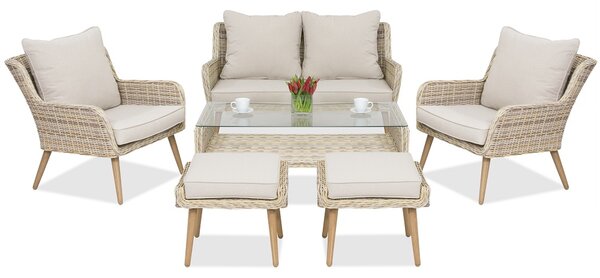 Mobili da giardino Bilbao Coffee 4 + 2 pouf sabbia Garden Point