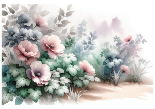 Carta da parati – Fiori acquerello pastello