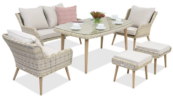 Mobili da giardino Bilbao Apetito 4 + 2 pouf sabbia Garden Point
