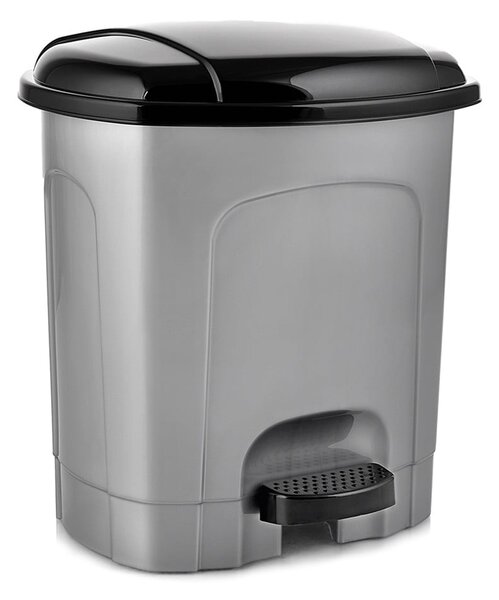 Cestino per la spazzatura grigio in plastica con pedale 3 l – Orion