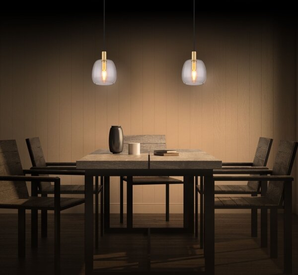 Globo 15789HM - Lampadario a sospensione con filo GARRI 1xE14/40W/230V diametro 16 cm ottone