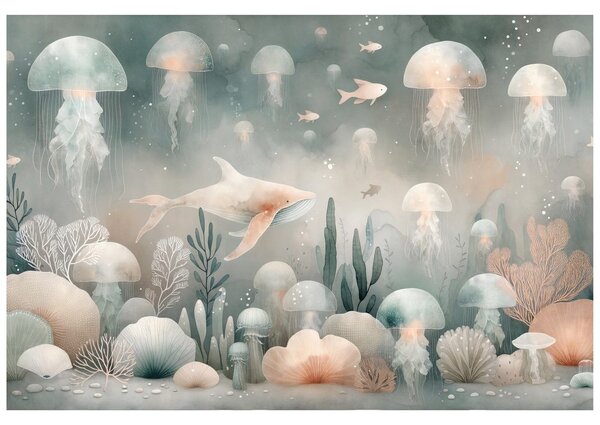 Carta da parati – Mondo sottomarino con meduse