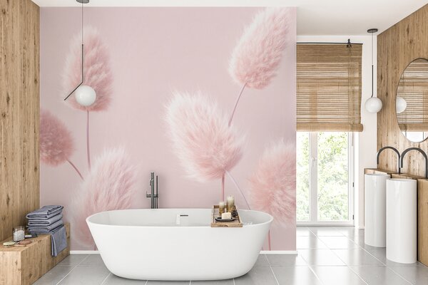 Carta da parati Fiori secchi rosa in stile boho, Carta da parati Natura, u98432 : Uwalls.it