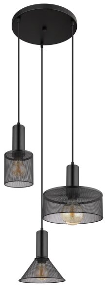 Globo 15648-3H - Lampadario a sospensione con filo JEDD 3xE27/60W/230V nero