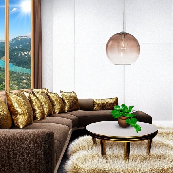 Lampadario vetro soffiato perenz planet 8526 e 45 e27 led marrone - Perenz
