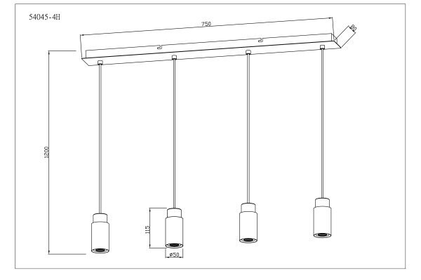 Globo 54045-4H - Lampadario a sospensione con filo MATTI 4xE27/40W/230V