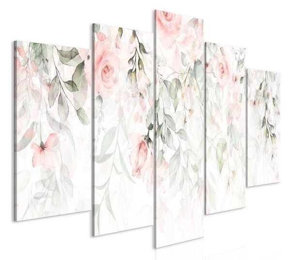 Quadro - Waterfall of Roses (5 Parts) Wide - First Variant