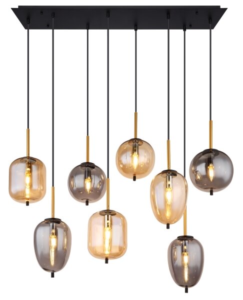 Globo 15345-8A - Lampadario a sospensione con filo BLACKY 8xE14/40W/230V ottone