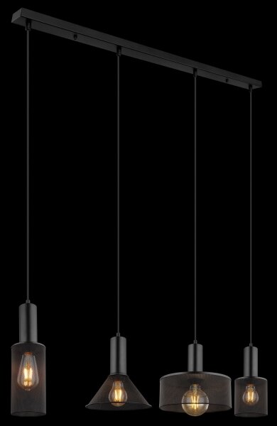 Globo 15648-4H - Lampadario a sospensione con filo JEDD 4xE27/60W/230V nero