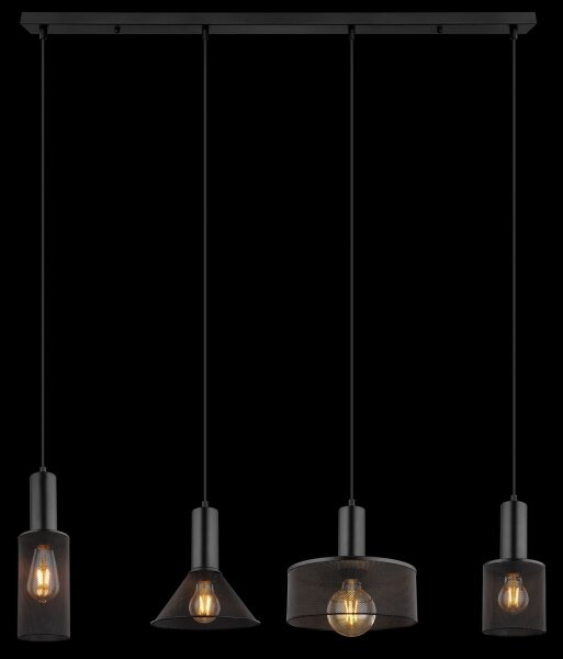 Globo 15648-4H - Lampadario a sospensione con filo JEDD 4xE27/60W/230V nero