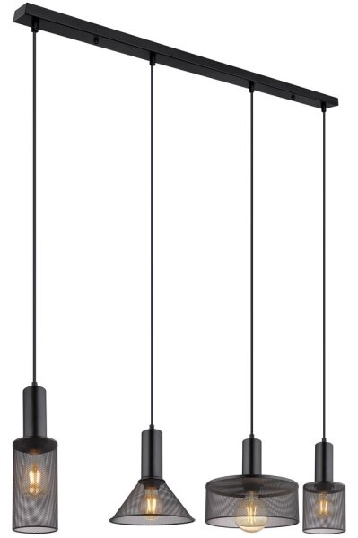 Globo 15648-4H - Lampadario a sospensione con filo JEDD 4xE27/60W/230V nero