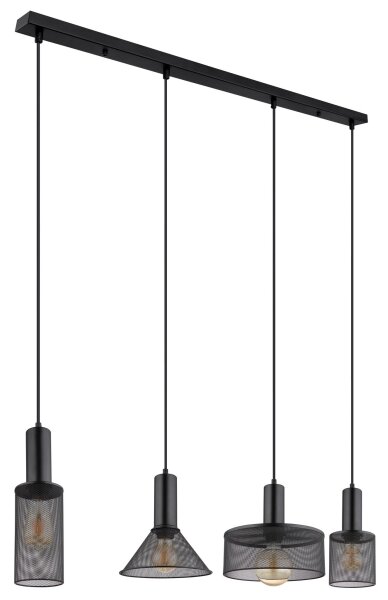 Globo 15648-4H - Lampadario a sospensione con filo JEDD 4xE27/60W/230V nero