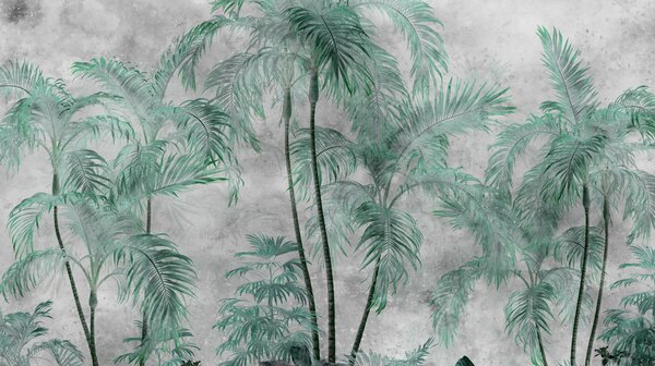 Carta da parati Palme tropicali su un muro di cemento, Carta da parati Natura, u98586v1 : Uwalls.it