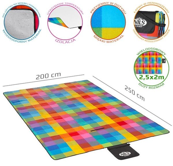 Coperta colorata da pic nic 250 x 200 cm