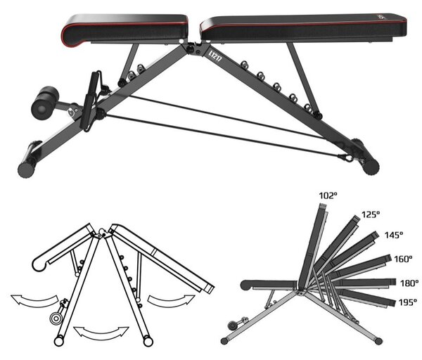 Panca pesi regolabile con elastici HMS