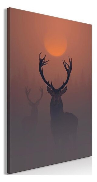 Quadro - Deers in the Fog (1 Part) Vertical