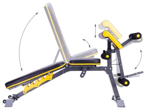 Panca fitness 6 in 1 con Scott arm Curl incluso e carico pesi