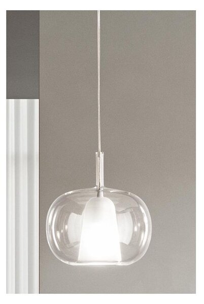 THELMA SOSPENSIONE SINGOLA D25 CM IN VETRO SOFFIATO TRASPARENTE, FUME O AMBRA DESIGN MODERNO