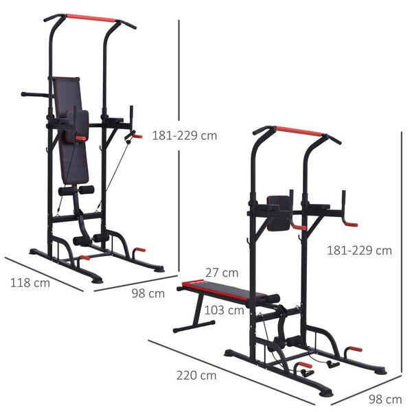 Power towe con panca e dip station