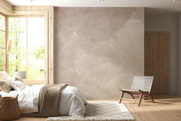 Carta da parati Texture grunge con montagne astratte, colore beige, arte a tema natura, Carta da parati in stile Boho, u98839 : Uwalls.it