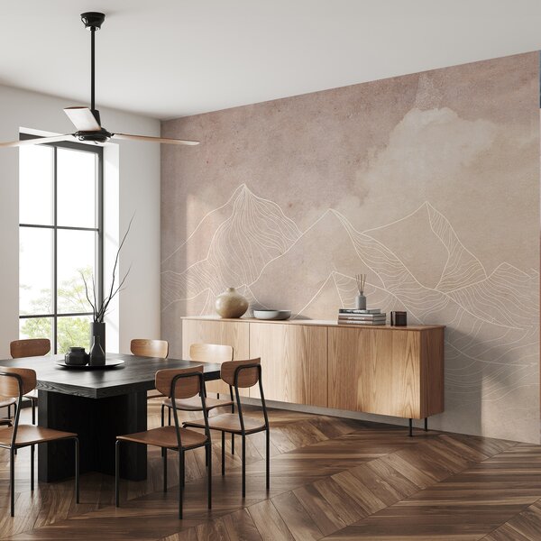 Carta da parati Texture grunge con montagne astratte, colore beige, arte a tema natura, Carta da parati in stile Boho, u98839 : Uwalls.it