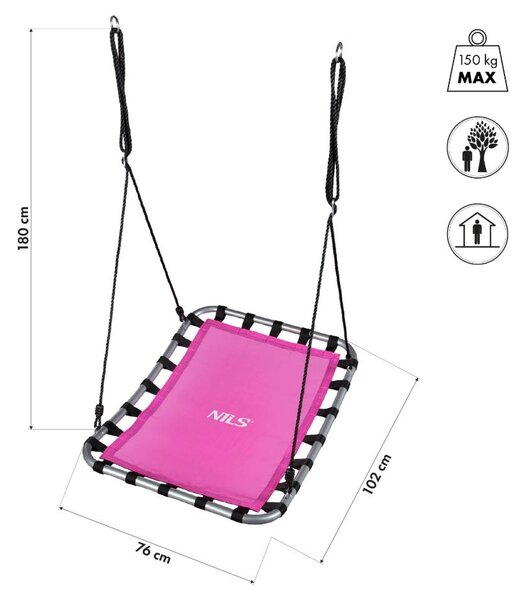 Altalena per bambini rettangolare colore rosa