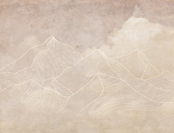Carta da parati Texture grunge con montagne astratte, colore beige, arte a tema natura, Carta da parati in stile Boho, u98839 : Uwalls.it