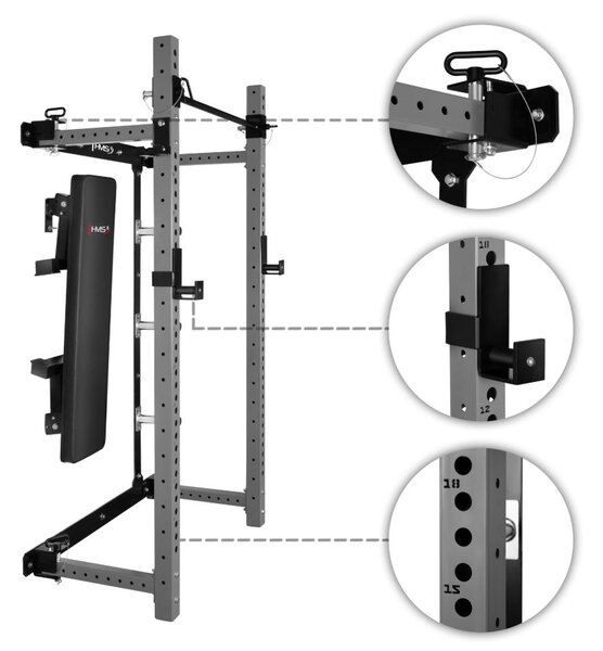 Gabbia fitness HMS con panca e porta dischi – robusta e completa