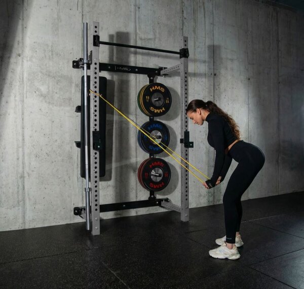 Gabbia fitness HMS con panca e porta dischi – robusta e completa