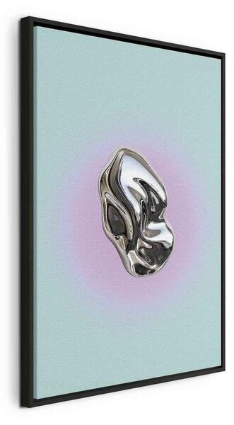 Quadro - Metallic Form - Abstract Sculpture on a Mint Background with a Purple Halo
