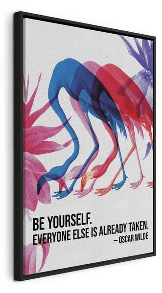 Quadro - Colorful Flamingos - Inspirational Quote with Colorful Bird Silhouettes