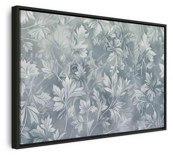 Quadro - Ornaments in Worn Muted Turquoises: Delicate Plant Pattern