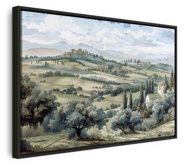 Quadro - Landscape with Green Fields and Trees Tuscan Sunny View