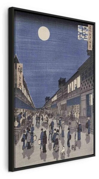 Quadro - Night time view of Saruwaka Street from Meisho Edo Hyakkei (One Hundred Views of Edo) (Utagawa Hiroshige)