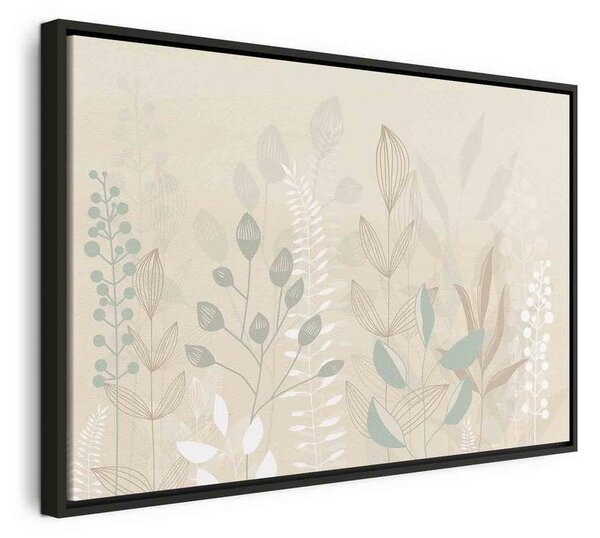 Quadro - Morning in the Meadow - Various Pastel Plants on a Beige Background