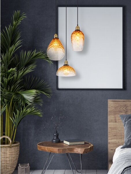 Globo 15786-3H1 - Lampadario a sospensione con filo SALVY 3xE27/60W/230V diametro 46 cm arancione