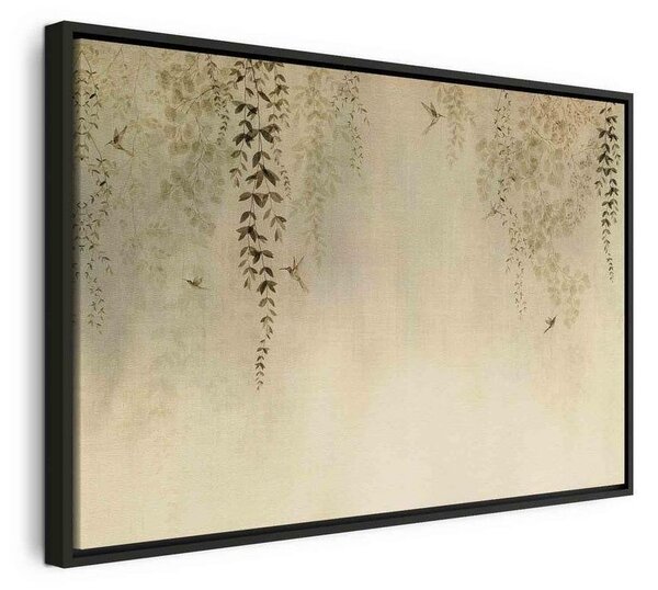 Quadro - Spring Orchard - Hummingbirds Among Tree Branches in Beige Shades