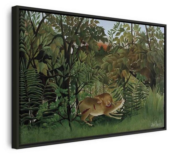 Quadro - Le Lion ayant faim se jette sur lAntilope (Henri Rousseau)
