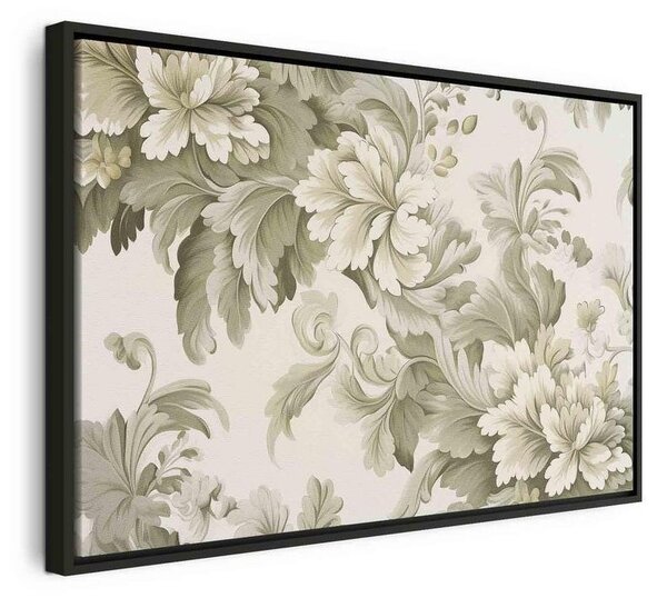 Quadro - Retro Vintage Flowers in Delicate Cream and Green Colors