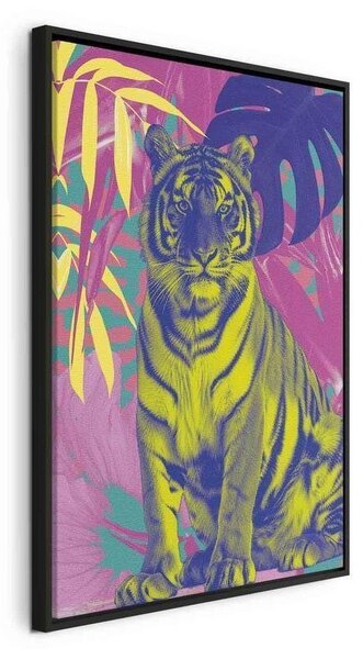 Quadro - Colorful Tiger - Intense Colors of a Tiger Surrounded by Tropical Plants