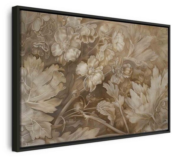 Quadro - Floral Ornaments Carved in Delicate Sepia and Brown Shades
