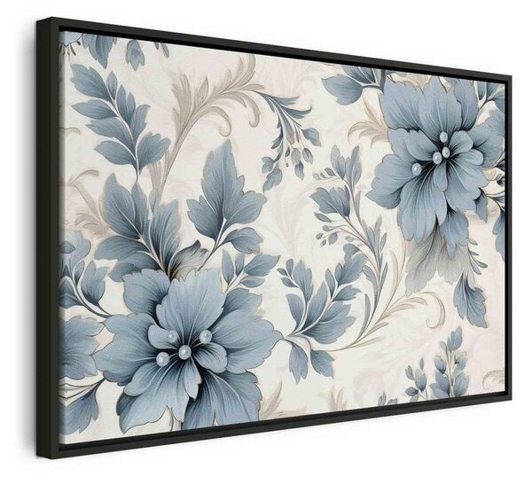 Quadro - Turquoise Flowers in Retro Ambience Floristic Ornaments