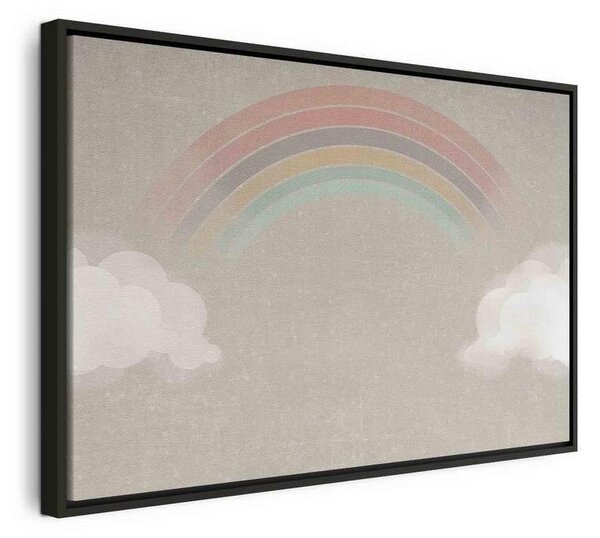 Quadro - Rainy June - Colorful Rainbow Emerging from Clouds on a Bright Background