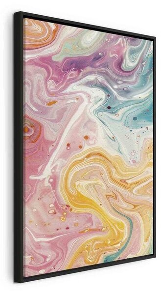 Quadro - Colorful Chaos - Dynamic Shapes in Shades of Pink Yellow and Blue