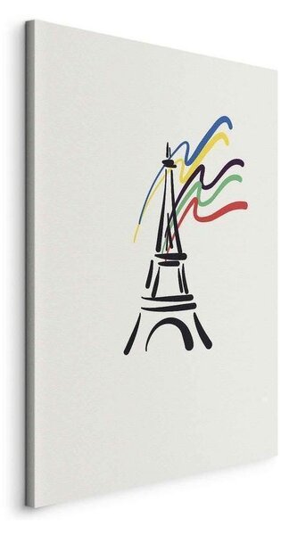 Quadro - Eiffel Tower and Colorful Ribbons