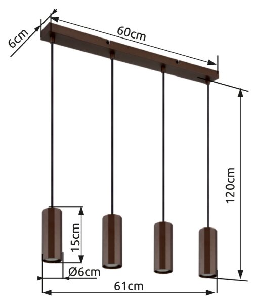 Globo 57919-4H - Lampadario a sospensione con filo JAMES 4xGU10/25W/230V