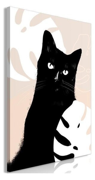 Quadro - Cat in Monsteras (1 Part) Vertical