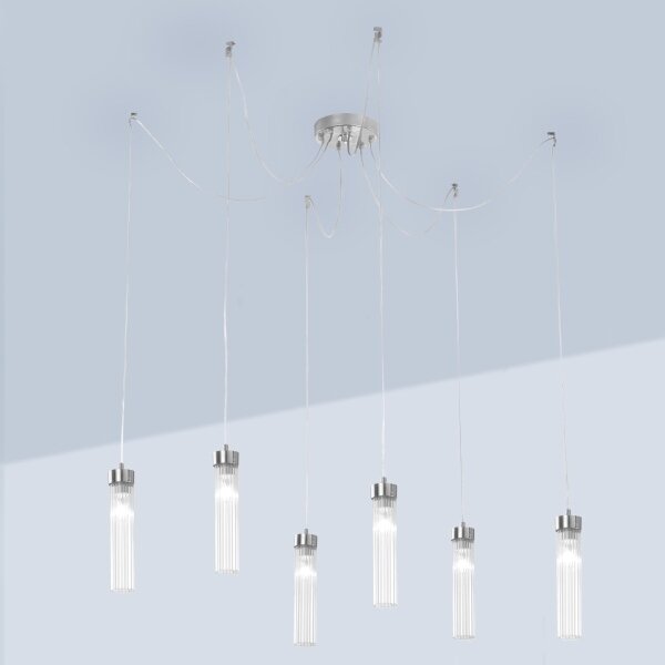 Kolarz 6009.30650 - Lampadario a sospensione con filo RAGGIO 6xE14/25W/230V ragno argento
